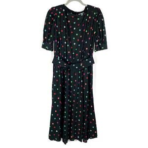 Vintage‎ Francesca of Damon for Starington Dress Black Polka Dot Belted Sz 10